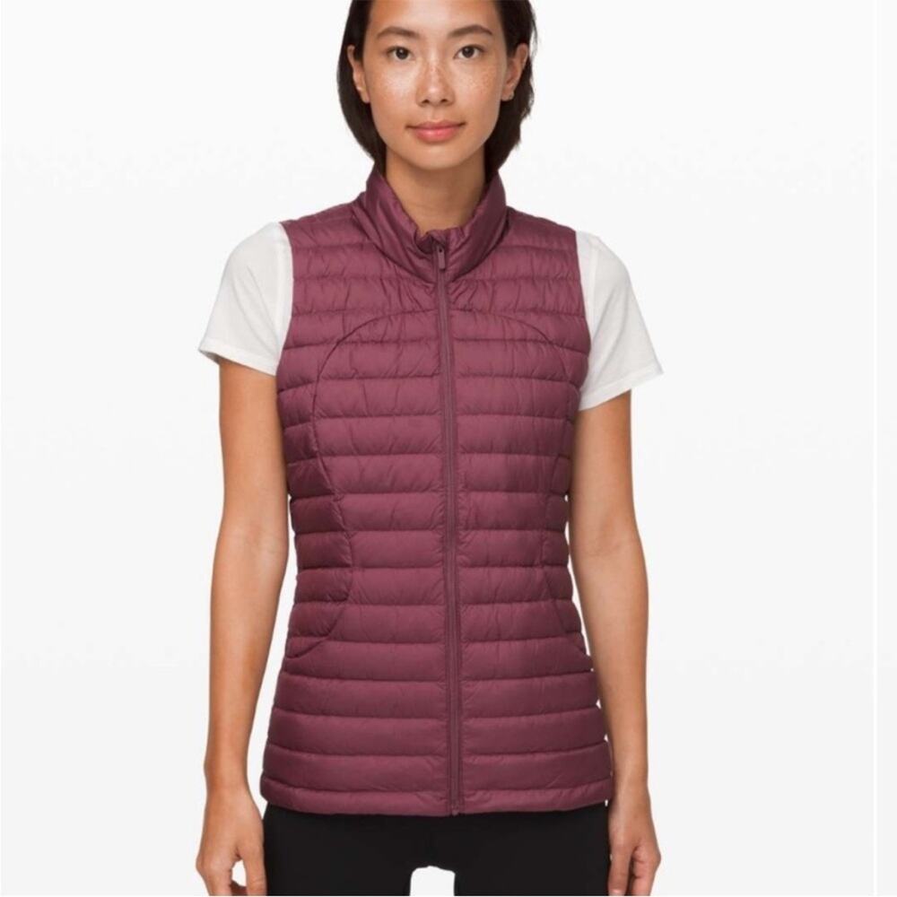 Lululemon Pack It Down Vest Plum Quilted Zip Front - Size 10